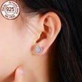 thumbnail image 3 of Fashion Brand S925 Sterling Silver CZ Square Micro Pave Round Stud Earrings, 3 of 9
