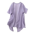 thumbnail image 5 of Women's Cotton Linen Shirt Short Sleeve Pocket Detail Medium Length Casual Top, 5 of 9