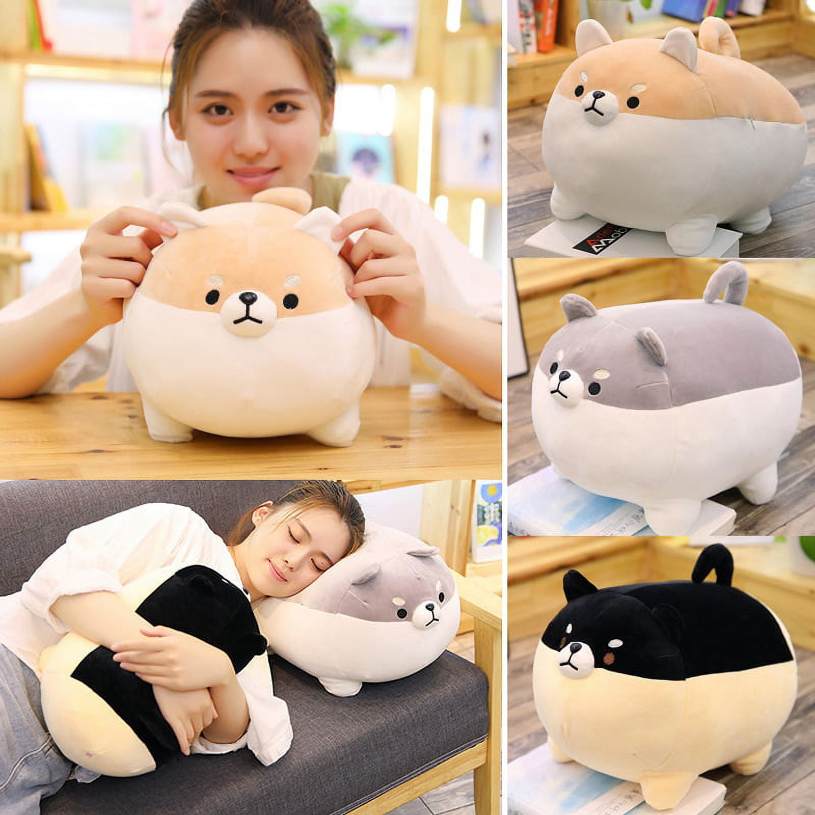 zhidiloveyou Corgi Stuffed Animal Shiba Inu Dog Kawaii Plush Toy Soft Hug  Pillow, 15.75 inch