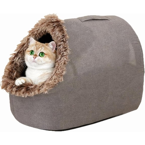 Winter Warm Pet Cave Bed,2026 New Winter Cozy Cat Tent for Indoor,Kitten House with Anti Slip Bottom,Calming Plush Anti-Anxiety Cuddler Beds