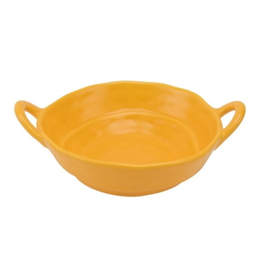 1Pc Multifunctional Salad Bowl Practical Ceramic Bowl Household Durable Food Serving Bowl for Home Salad Soup (Yellow)