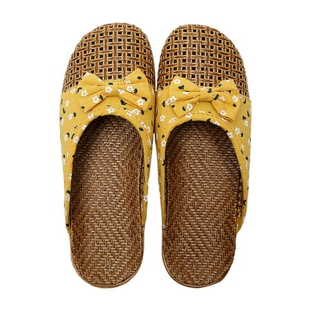 

Frcolor Slippers Shoes Slipper Rattan Summer Indoor Sandal Beach Non House Grass Bohemian Sandals Skidproof Woven Flop Vintage