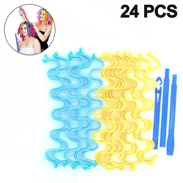 No Heat Hair Roller Curling 24pcs Juego de varillas Mujer Rizadores de cabello Rodillos Magic Diy Magic Hair Roll Sleep Rizadores Wave Roll Water Ripple Roll Hair Curler, kaili Sencillez