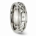 thumbnail image 5 of Two-Tone Titanium Silver Ring Band Wedding Sterling Silver Diamond Round, 5 of 7