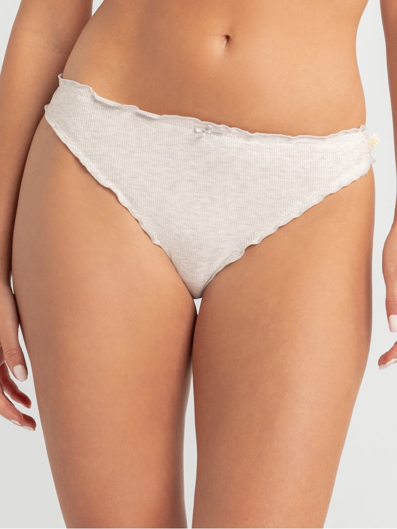Jessica Simpson Women's Ruffle Rib Thong, 2-Pack, Size S-XXXL