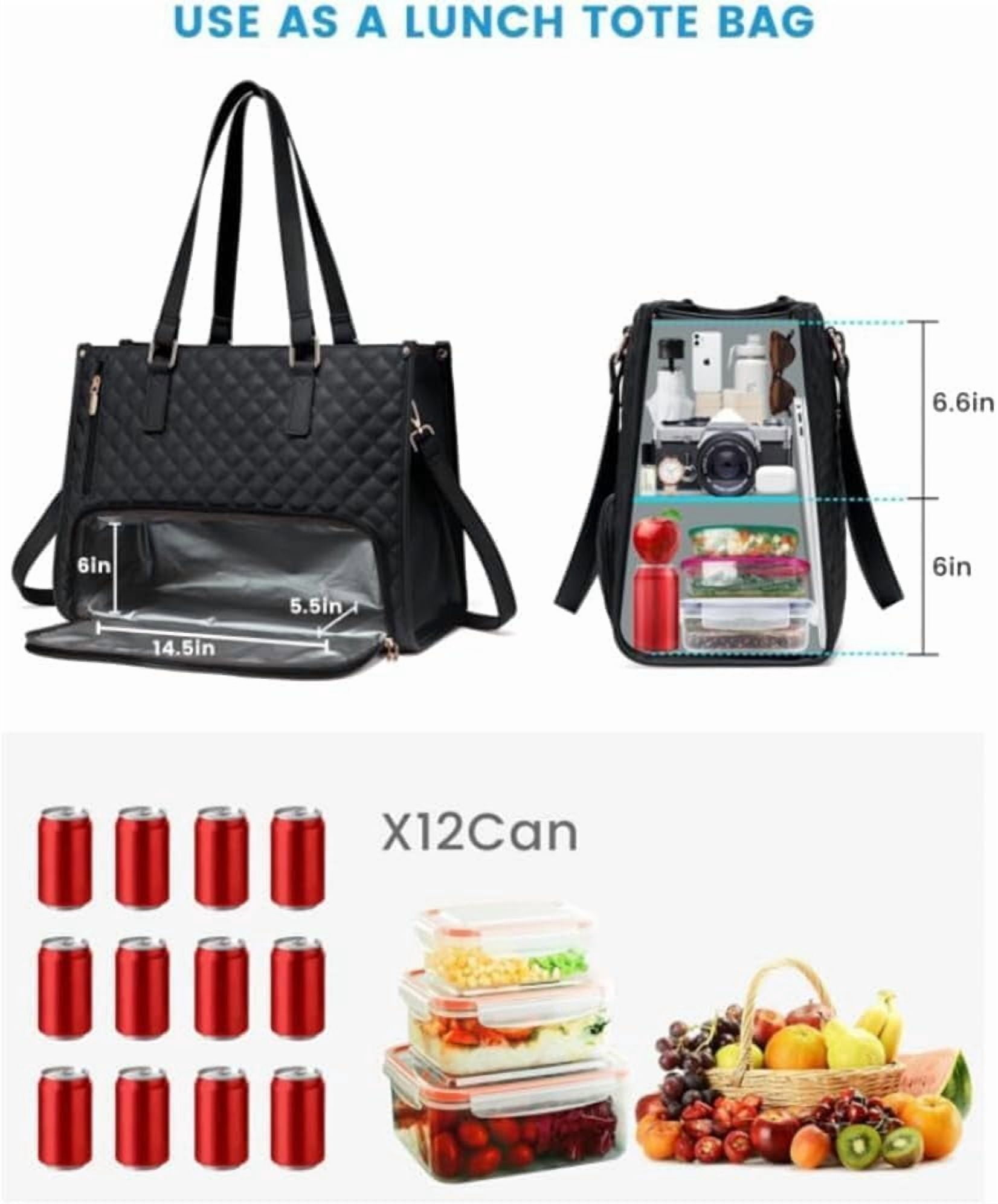 2 in 1 Tote Bag Lunch Bag Combo, 2 in 1 Lunch Tote Bag for Women, 15.6 Inch Tote Bag With Lunch Compartment, Tote for Laptop Bag Storage Pocket, Office Business Travel