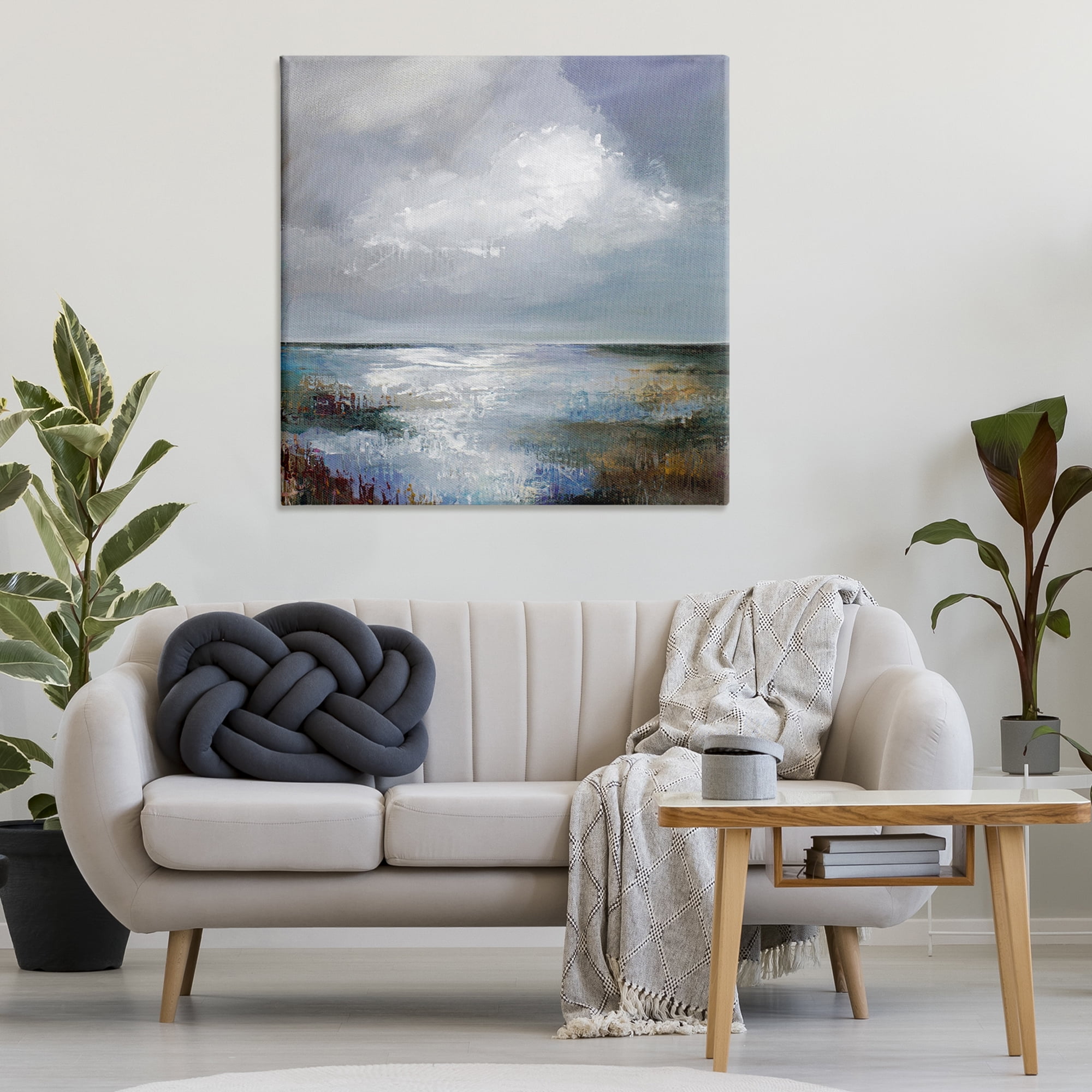 Stupell Industries Sun Reflection Ocean Surface Landscape & Nature Painting Wrapped Canvas Art Print Wall Art, 36 x 36