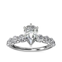 1.00 T.C.W Unique Solitaire with Accents Excellent Pear Cut Natural Diamond Engagement Ring for her Solid 14K White Gold Size 7