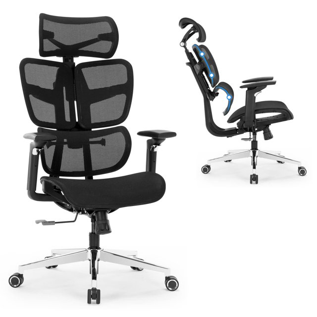 Luckyear Chaise de Bureau Chaise de Bureau Ergonomique, Grande et Haute Chaise d'Ordinateur en Maille avec Soutien Lombaire Réglable, Fonction d'Inclinaison et Appuie-Tête Chaises de Bureau à Domicile, Chaise de Travail Exécutive Pivotante