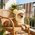 thumbnail image 6 of Adjustable Knitted Dog Hat for Medium Large Dogs - All Season Soft Beanie with Sun Brim for Walking Protection, Beige, 6 of 7