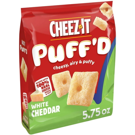 2X - Cheez-It Puff,D Cheesy Baked Snacks, Puffed Snack Crackers, Kids Snacks, White Cheddar, 5.75Oz Bag (1 Bag)