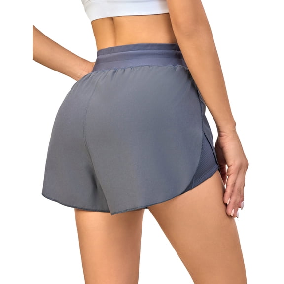 Little Donkey Andy Women's 2 in 1 Running Shorts, Lightweight Athletic Workout Gym Shorts Liner with Pockets (Gray XS)