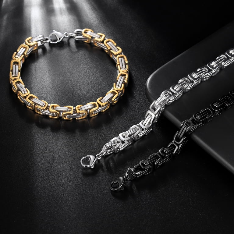 Jewmon Byzantine Chain Bracelet, Two-Tone Stainless Steel photo 7
