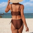 thumbnail image 5 of Hduncf Women's Fashion Print V Neck Bikini Set Lace Up Side Two Piece Swimsuit for Beach Pool Vacation Swimwear Brown XL, 5 of 5
