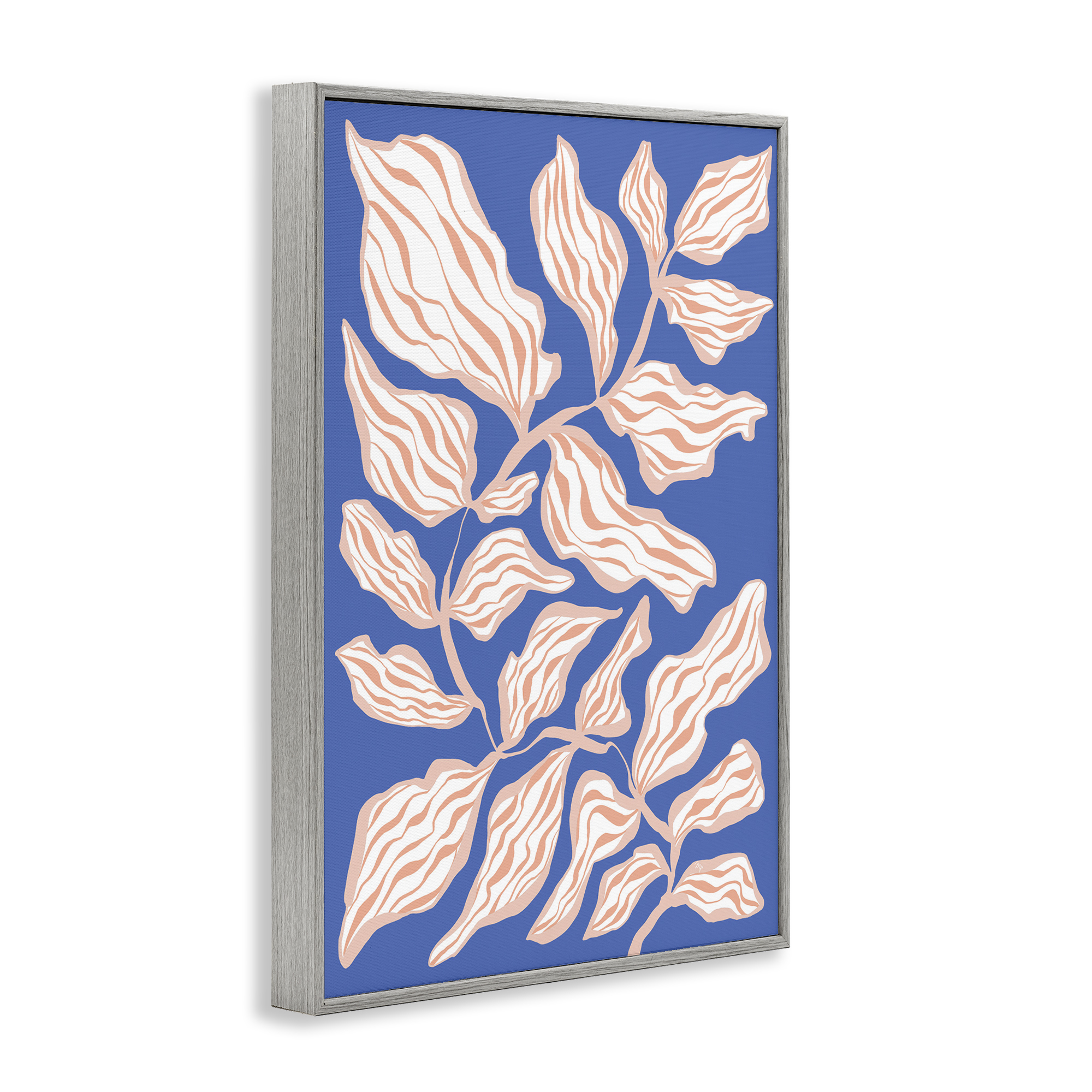 Stupell Industries Curving Leaves Impression Botanical & Floral Painting Gray Framed Art Print Wall Art, 20 x 30