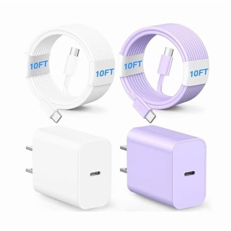 Quyaojz for Compatible with Phone 16 Charger Fast Charging USB C Cable 2 Pack 20W Type C Wall Charger Plug 10FT Long USB C Fast Charging Cable Compatible with Phone 17/1615/Plus Pad Pro Samsumg