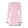thumbnail image 1 of WILLBEST Vestidos Cortos Para Mujer Vestido De Otoño De Manga Larga Para Mujer, Minifalda De Punto Con Cuello Redondo, Suéter De Invierno, Vestido Informal Ajustado, 1 of 3