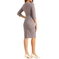 thumbnail image 3 of INSPIRE CHIC Women's Plaid Dress Square Neck 3/4 Sleeve Bodycon Midi Work Dress L Dark Red, 3 of 6