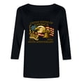 thumbnail image 7 of Women's Floral Printed 3/4 Sleeve T-Shirt Top, Round Neck Casual Pullover Blouse, USA 250th Anniversary Lightweight Soft Summer Fashion Clothing, Plus Size S-4XL, Jersey, 7 of 7
