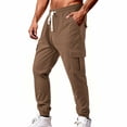thumbnail image 3 of Rrxhxhs Cargo Pants for Men Solid Color Corduroy Drawstring Elastic Waist Loose Casual Joggers with Multi Pockets,S, 3 of 9