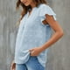 thumbnail image 3 of Camiseta de mujer holgada, transpirable y con estampado de lunares para primavera/verano/otoño. Blusa con cuello en V y mangas con volantes, color azul, talla L, 3 of 6