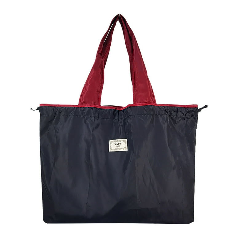 Vikakiooze Reusable Grocery Bag Foldable Washable Grocery Tote Strap Large Capacity Drawstring Shopping Bag Heavy Duty Shopping Tote Eco Friendly