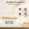 thumbnail image 3 of Butter Dish with Bamboo Lid for Countertop,Stainless Steel Butter Knife and Silicone Sealing Butter Dishes,Ceramic Butter Dishes with Covers,White, 3 of 12