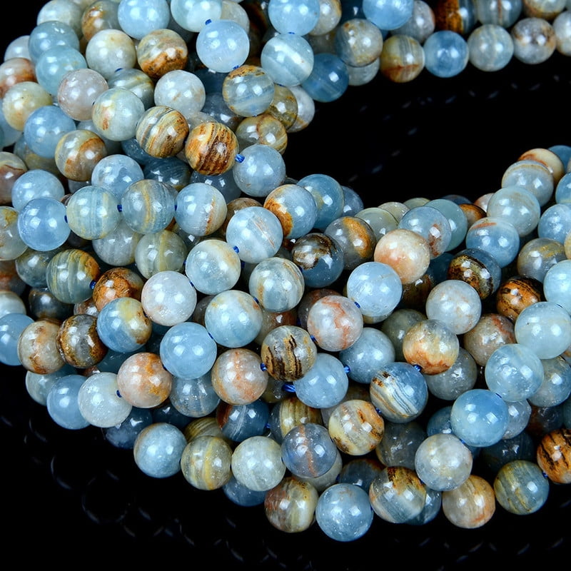 Natural Argentina Lemurian Aquatine Calcite, AA Round 4MM 5MM 6MM 8MM Loose Beads 15.5 Inch