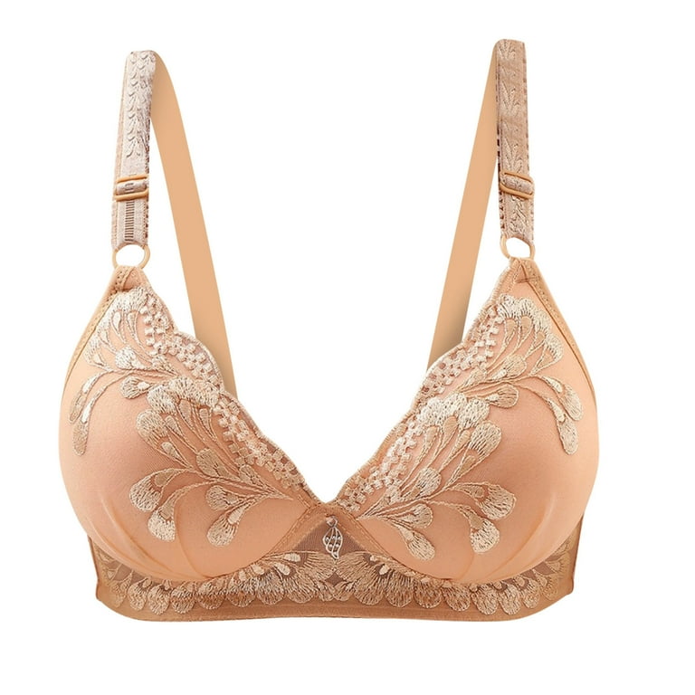 Women's Full Coverage Bra,Lace Floral Embroidery Lingerie Bras,Casual High  Support Push-up Breatheable Lace Everyday Bra 