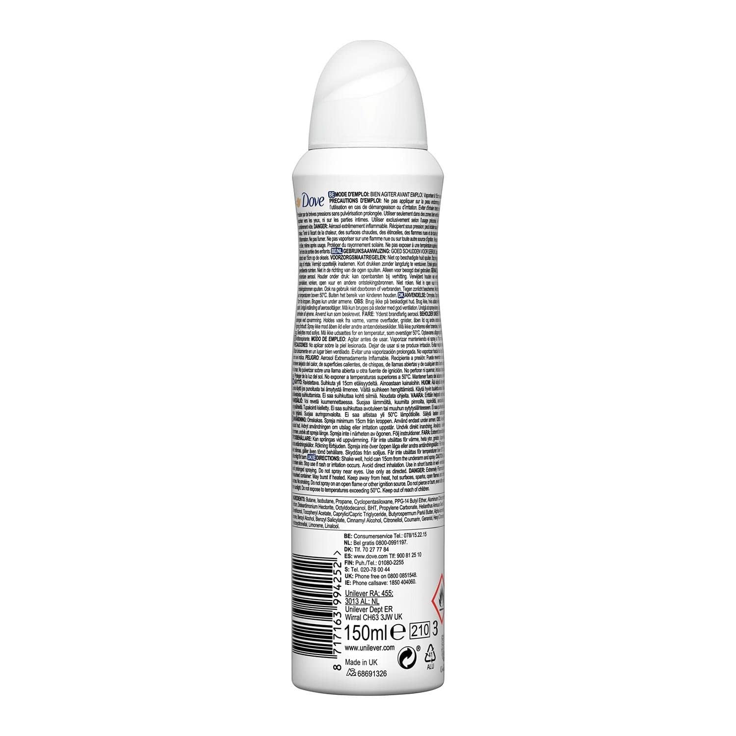Lot of 6 Anti-Perisperant Deodorant INVISIBLE DRY BY DOVE 150ml