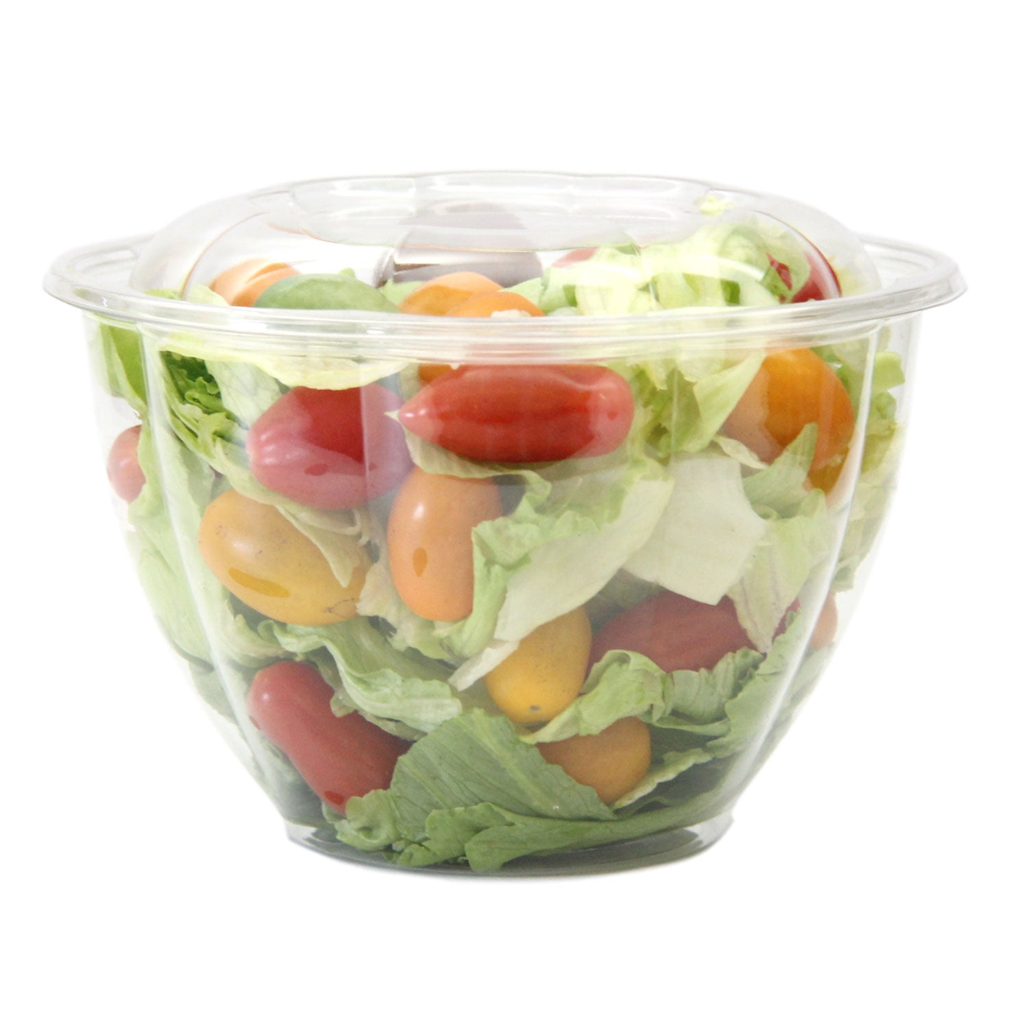 150 Count Clear Plastic Disposable 48oz Salad Bowls To-Go with Lids 