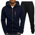 thumbnail image 1 of Men's Suit Set for Autumn and Winter Hooded Two-Piece Jacket with Pocket Trousers for Modern Style, 1 of 5