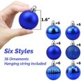 thumbnail image 2 of JM Juego de 36 bolas de Navidad surtidas con colgante irrompible para decoración colgante de árbol de Navidad para fiesta de boda (azul real, 4 cm) JM RV021031-00395SDJ, 2 of 5