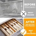 thumbnail image 2 of Plastic Wrap Dispenser with Cutter, 2 in 1 Bamboo Plastic Wrap Foil and Wax Paper Organizer and Dispenser for Kitchen Drawer, Wall Mount Holder (2 Slots), 2 of 7