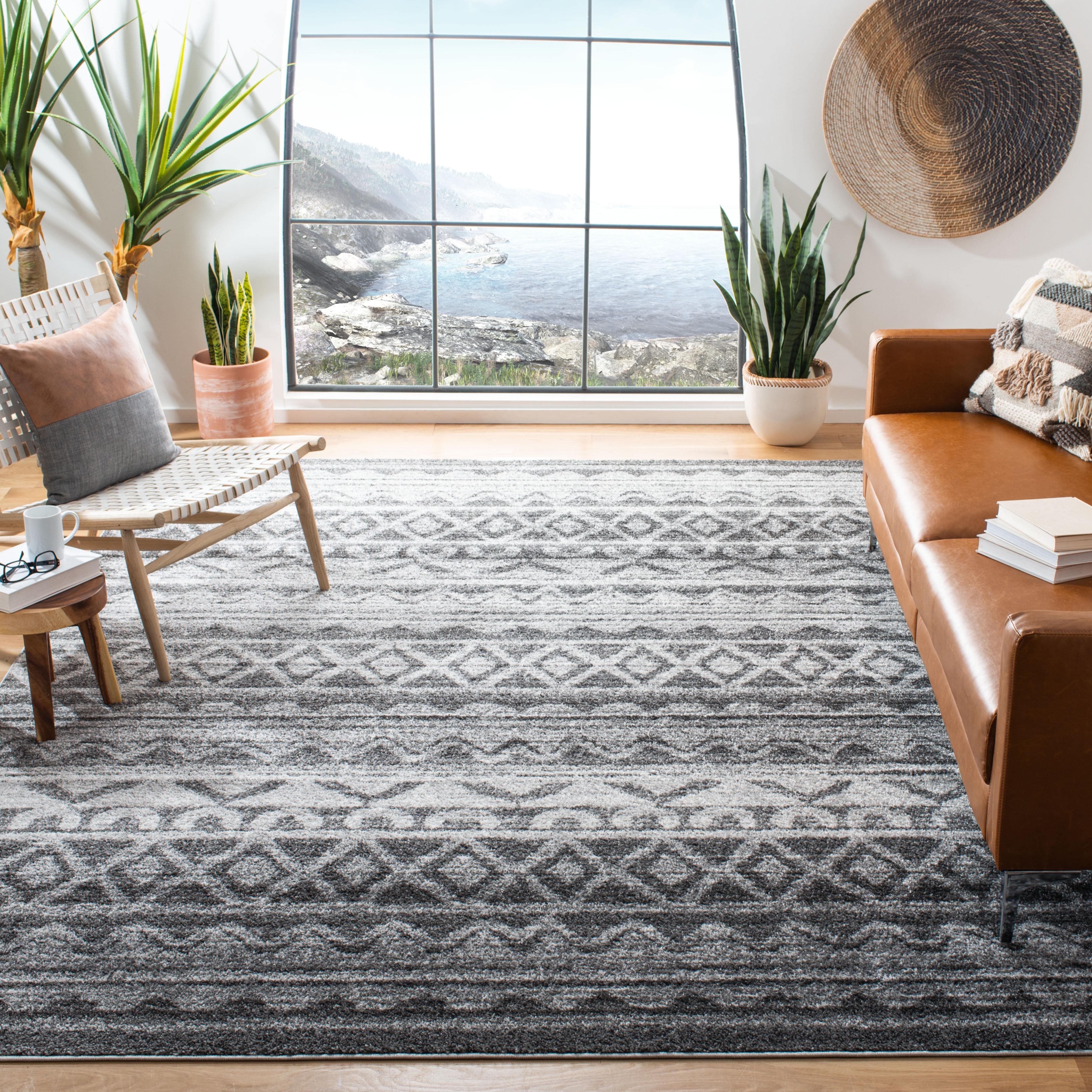 SAFAVIEH Adirondack Emil Abstract Area Rug, Ivory/Charcoal, 11' x 15'
