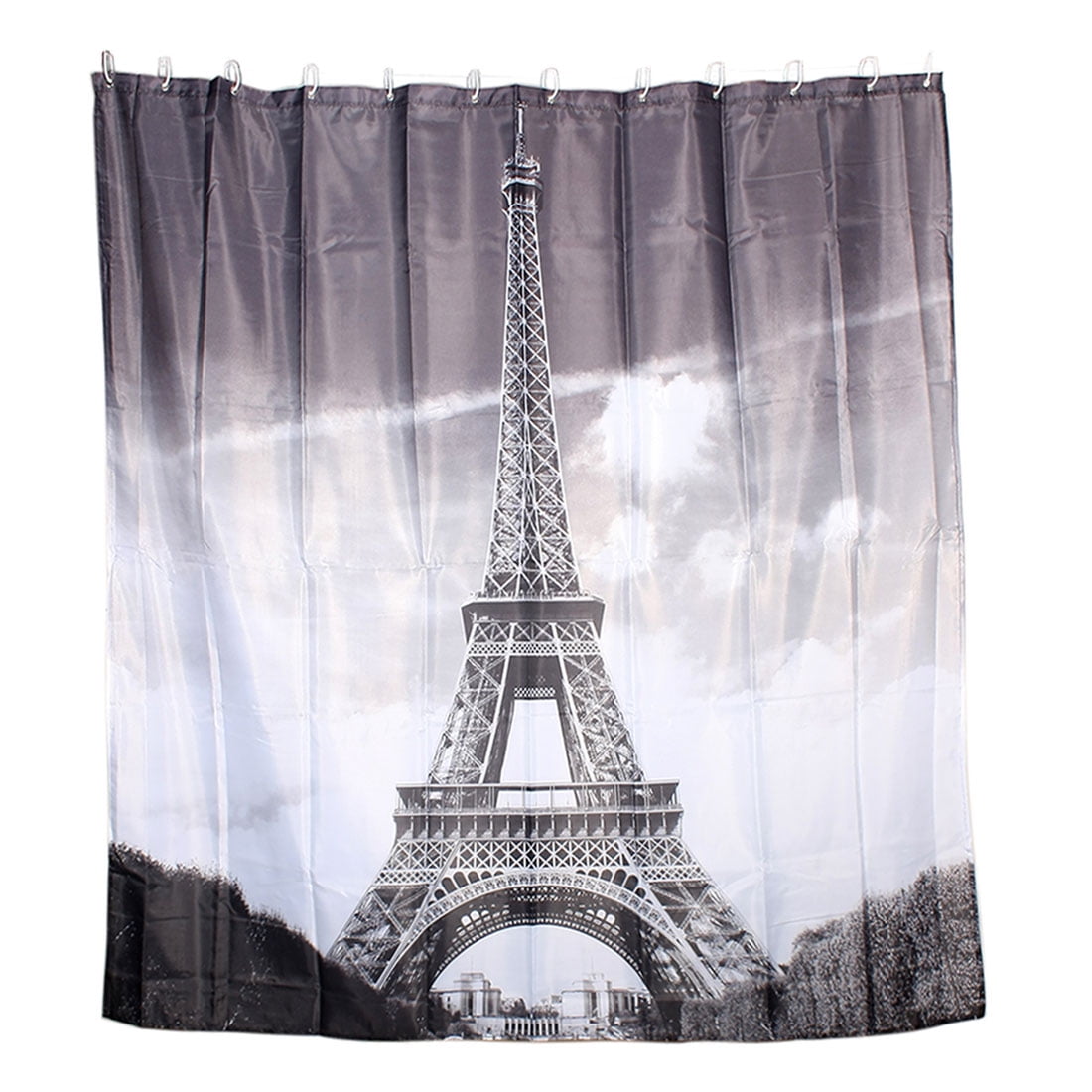 Unique Bargains Eiffel Tower Print Home Decor Shower Curtain W 12 Unique Bargains Eiffel Tower Print Home Decor Shower Curtain W 12 Hooks Rings 180 X 180cm