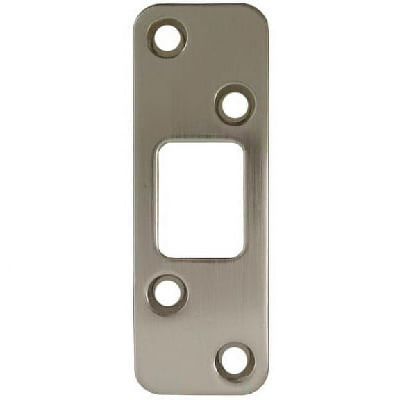 Round Corner Deadbolt Strike Plate, 1-1/4" x 3-5/8", 2-1/2" Center-to-Center, Satin Nickel by Stone Harbor Hardware