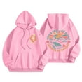 thumbnail image 6 of Half Zip Pullover Women Winter Fall Oversized Hooded Long Sleeve Puff One Shoulder Drawstring Floral Leisure Cotton Sweatshirts Hoodies(Pink,XXL), 6 of 6