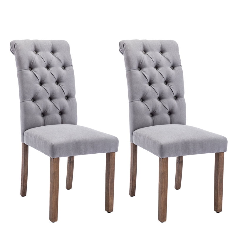 Set of 2 Tufted Upholstered Dining Chairs-Gray main image 0