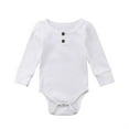 thumbnail image 2 of Gupgi Newborn Baby Long Sleeve Romper Knitted Rib Casual Button Jumpsuit, 2 of 4