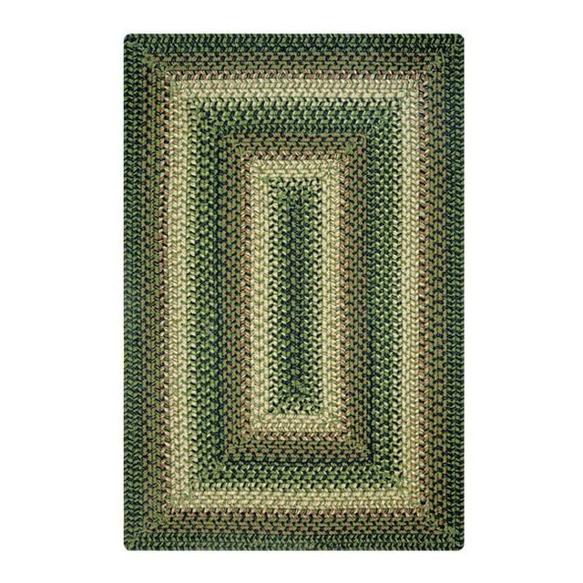 Homespice Decor 711168 20 x 30 in. Northwoods Ultra Wool Rectangular Braided Rug - Green, Brown