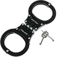 thumbnail image 1 of Handcuffs POLICE, resistentes, con bisagras de doble cierre, acero negro, 1 of 7