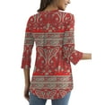 thumbnail image 3 of Traleubie Plus Size Floral Tunic Tops for Womens 3/4 Roll Sleeve V Neck Blouses Long Sleeve Shirts of Female, 3 of 7