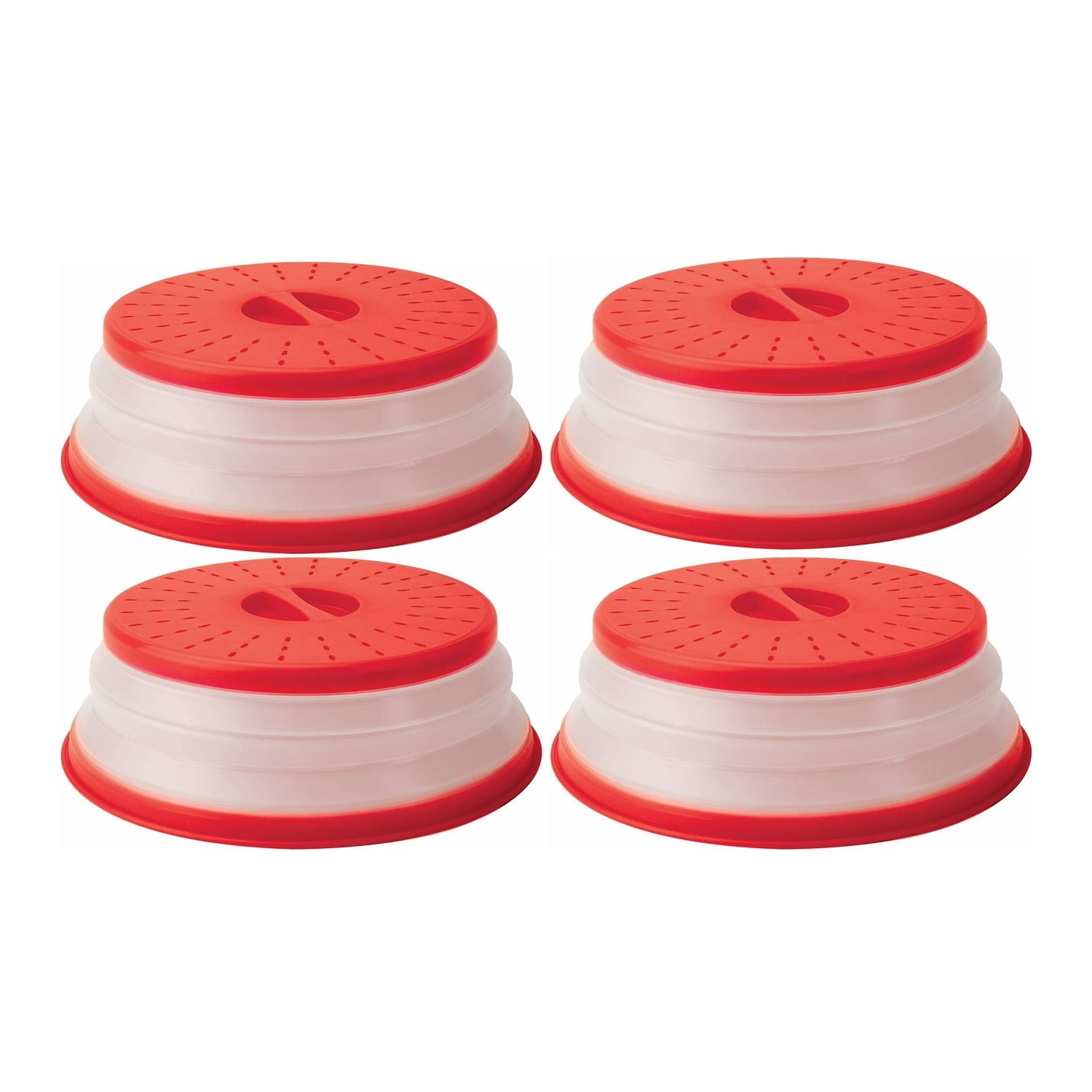 Tovolo Vented Collapsible DishwasherSafe Microwave Food Cover (Red, 4Pack)