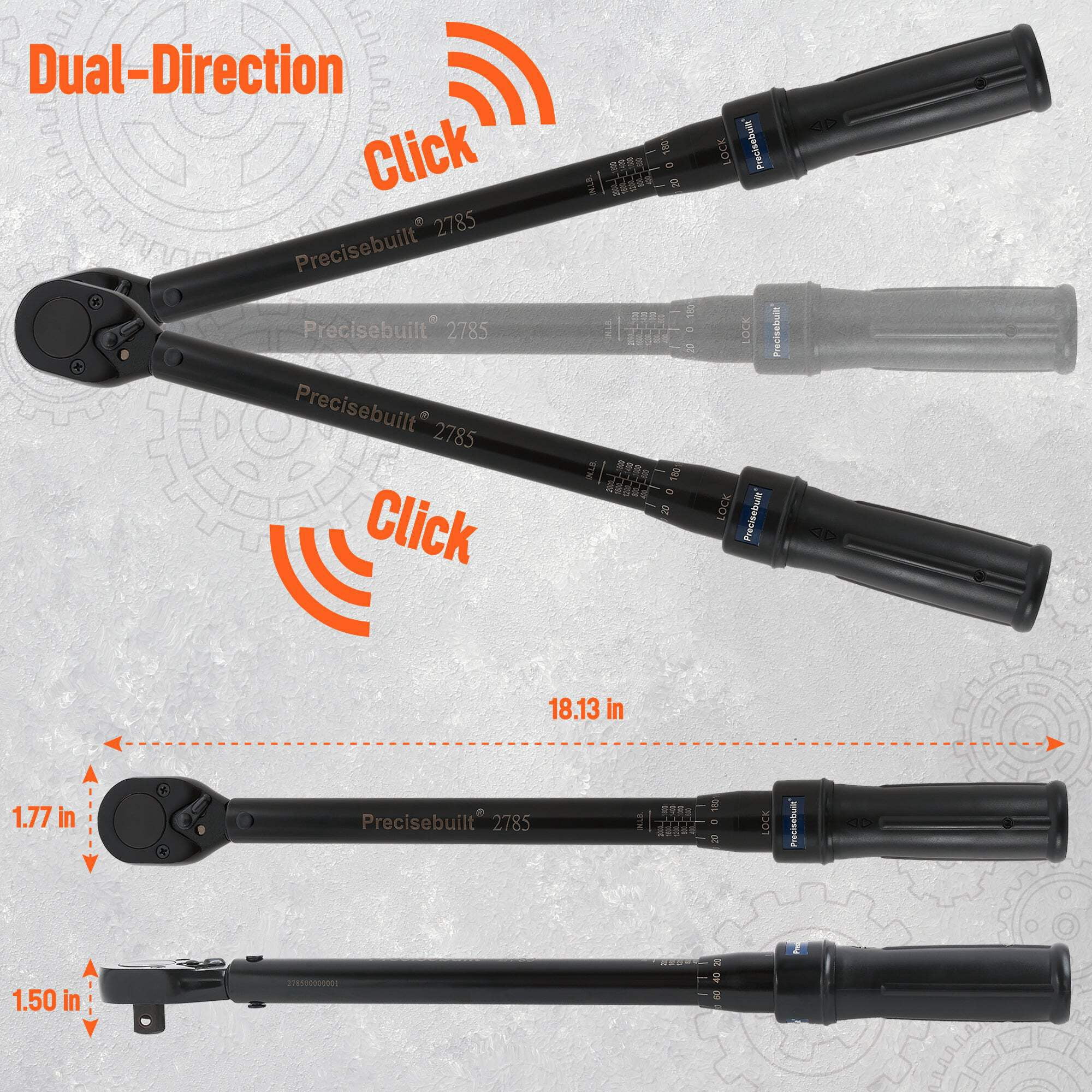 Precisebuilt 1/2" Drive 400-2000 in-lb Click Tech Torque Wrench