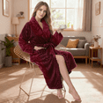 thumbnail image 5 of Enwphrey Wine Red Women Robe Soft Cozy Warm Bathrobe Ladies Long Fleece Plush Comfy Spa Housecoat Lightweight Robe for Women(S/M,Wine Red), 5 of 6