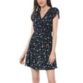 thumbnail image 3 of MODA NOVA Juniors Floral Crossover V Neck Petal Sleeves Belted Dress, 3 of 6