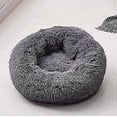 thumbnail image 1 of Cesta redonda para dormir para perro y gato, cojín de felpa, colchón grueso, cama redonda de invierno para mascotas (XS/40 cm, gris oscuro), 1 of 4