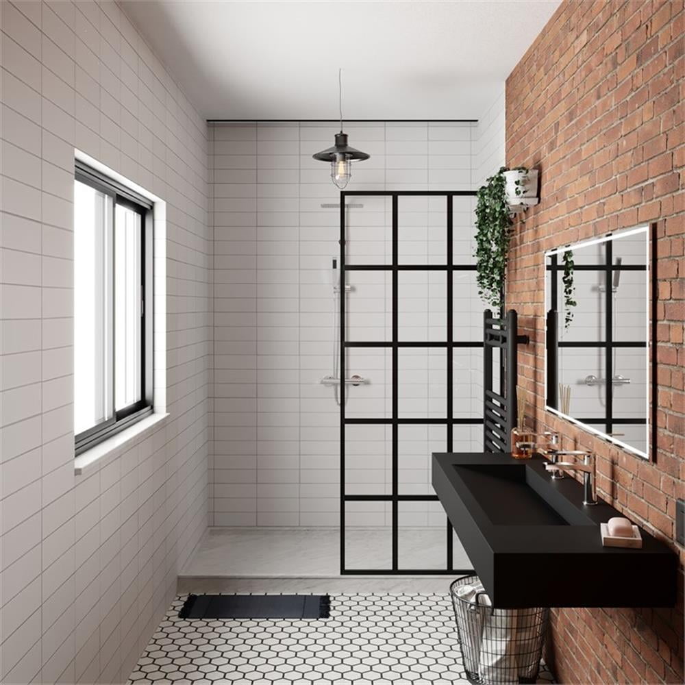 Pyramid 72" Solid Surface Bathroom Sink in Black No Faucet Hole