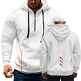 thumbnail image 3 of Flag Print Zip-Up Hoodie for Men, Big & Tall Casual Pullover for Sports, Fall Spring Patriotic Streetwear,White,2XL, 3 of 5